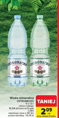 Woda mineralna OSTROMECKO 6x1,5l promocja w Carrefour