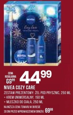 Zestaw prezentowy Nivea Cozy Care żel pod prysznic, 250 ml + dezodorant, 50 ml + mleczko do ciała, 250 ml promocja w Drogerie Natura