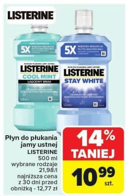 Płyn do płukania jamy ustnej LISTERINE 500ml wybrane rodzaje promocja w Carrefour