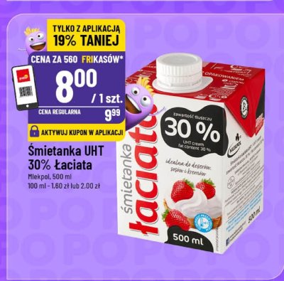 Śmietanka UHT 30% Łaciata promocja w POLOmarket