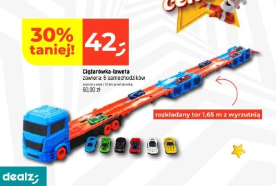 Ciężarówka-laweta zawiera: 6 samochodziků promocja w Dealz