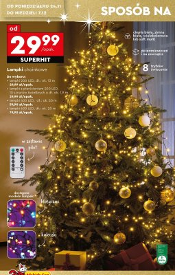 Lampki choinkowe z pierścieniem 200 LED promocja w Biedronka