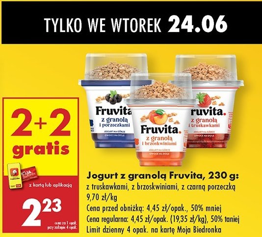 Jogurt z porzeczkami z granolą Fruvita promocja w Biedronka