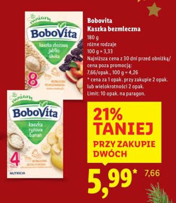 Kaszka Bobovita bezmleczna promocja w Lidl