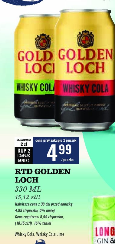 Whisky + cola lime GOLDEN LOCH promocja