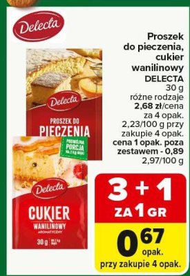 Proszek do pieczenia, cukier wanilinowy DELECTA promocja w Carrefour