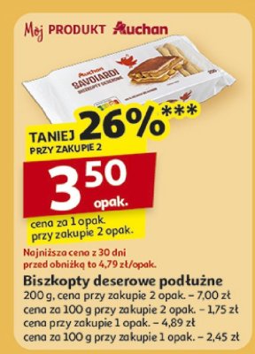 Biszkopt podłużne Auchan 200 g promocja w Auchan