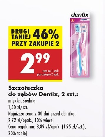 Szczoteczka do zębów flexible średnia Dentix promocja w Biedronka