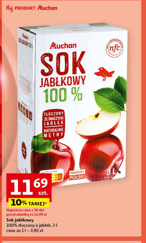 Sok jabłkowy 100% Auchan promocja