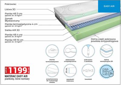 Materac EASY AIR piankowy, różne rozmiary promocja w Merkury Market