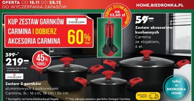 Zestaw 3 garnków aluminiowych z pokrywkami ZWIEGER Carmina, śr.: 16 cm, 18 cm i 24 cm promocja w Biedronka