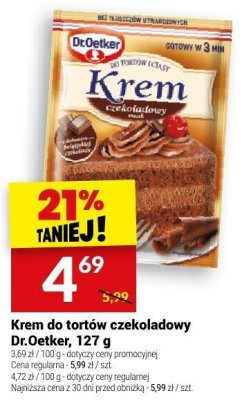 Krem do tortów czekoladowy Dr.Oetker, 127 g promocja w Twój Market