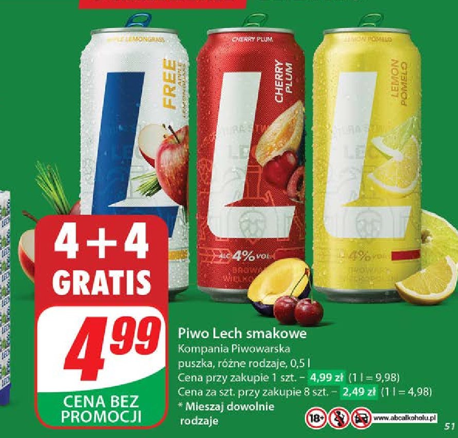 Piwo Lech lemon pomelo promocja w Dino