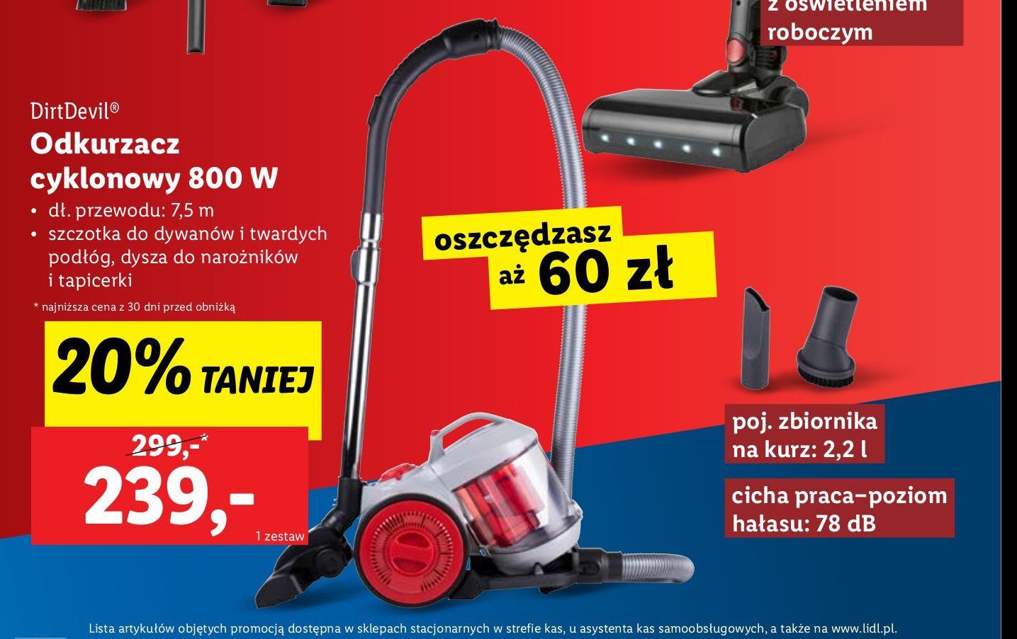 Odkurzacz bezworkowy 800 w DIRT DEVIL promocja