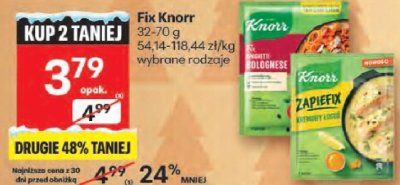 Fix Knorr wybrane rodzaje 32-70g promocja w Delikatesy Centrum