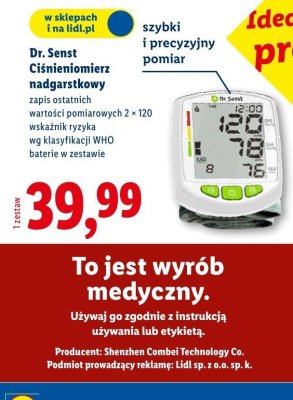 Ciśnieniomierz nadgarstkowy promocja w Lidl