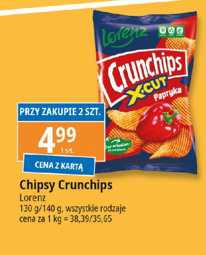 Chipsy paprykowe Crunchips x-cut Crunchips lorenz promocja w Leclerc