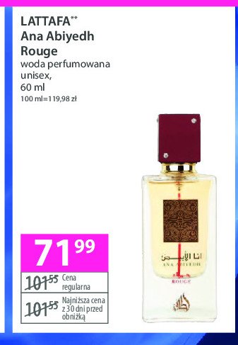 Woda perfumowana Lattafa ana abiyedh rouge promocja