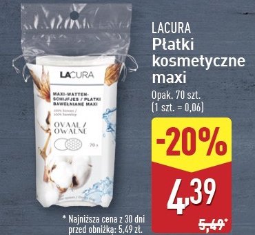 Płatki kosmetyczne maxi Lacura promocja w Aldi