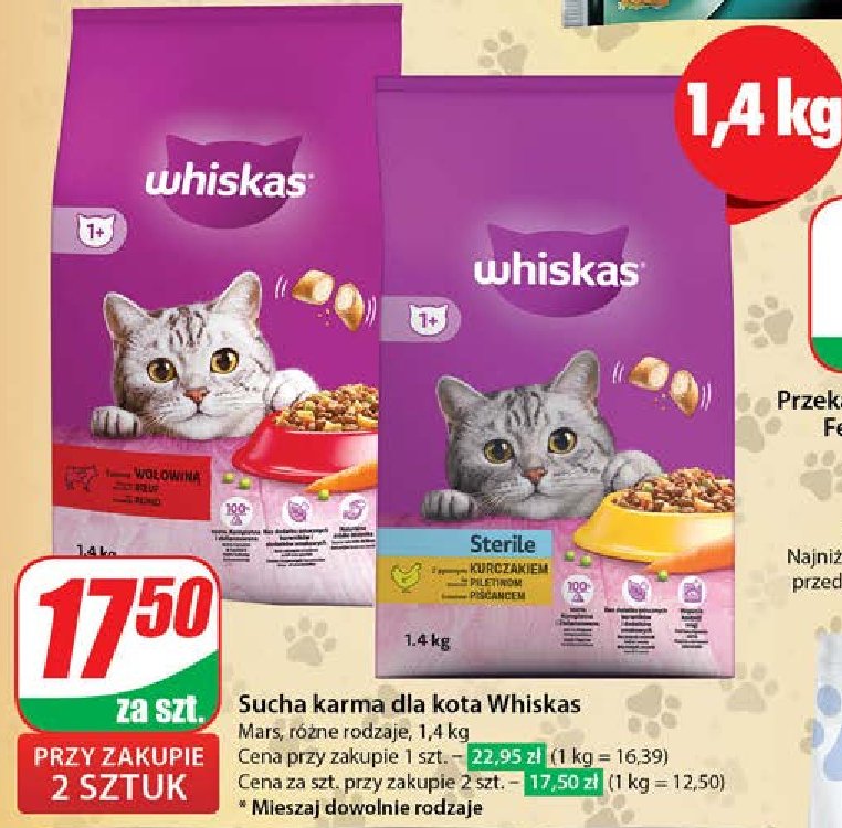 Karma dla kotów z wołowiną Whiskas promocja w Dino