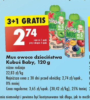 Mus truskawka-jabłko-marchew Kubuś baby promocja