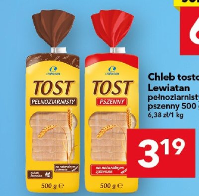 Chleb tostowy Lewiatan pełnoziarnisty, pszenny 500 g promocja w LEWIATAN