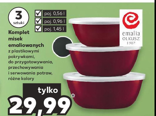 Komplet misek emaliowanych 560 ml + 960 ml + 1.45 l Emalia olkusz promocja