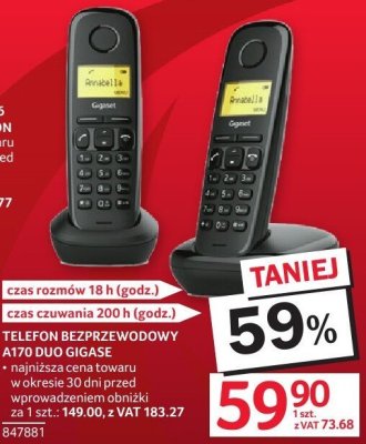 Telefon bezprzewodowy GIGASET A170 DUO promocja w Selgros