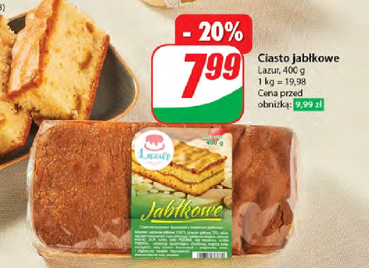 Ciasto jabłkowe CUKIERNIA LAZUR promocja