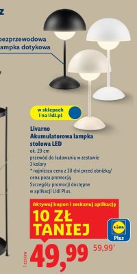 Akumulatorowa lampka stołowa LED Livarno promocja w Lidl