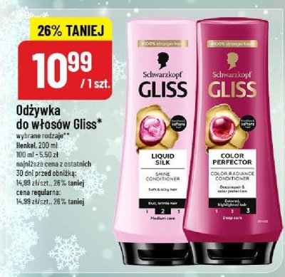 Odżywka do włosów Gliss Liquid Silk lub Color Perfector promocja w POLOmarket