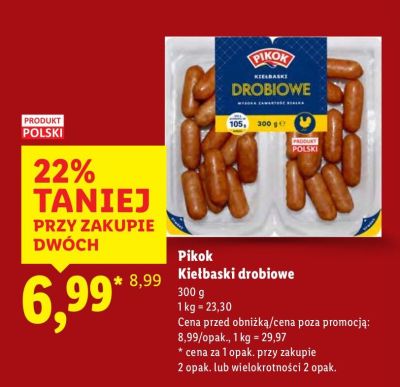 Kiełbaski drobiowe Pikok promocja w Lidl