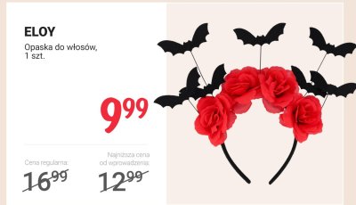 Opaska do włosów czerwone kwiaty z nietoperzami ELOY promocja w Rossmann