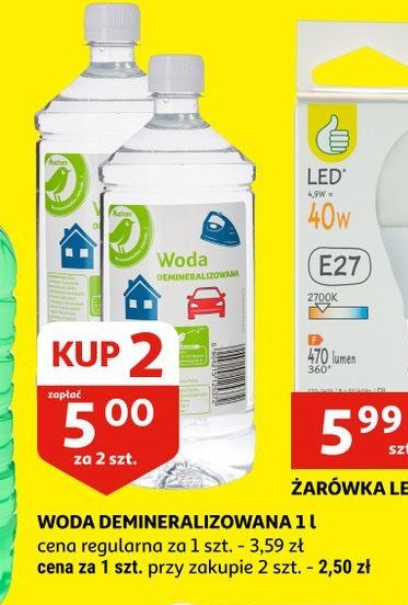 Woda demineralizowana Auchan na co dzie艅 (logo zielone) promocja