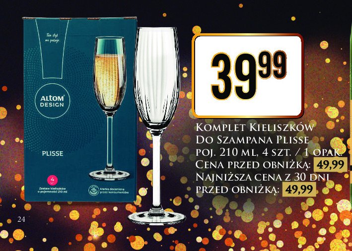 Kieliszki do szampana plisse 210 ml Altom design promocja