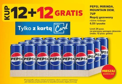 Napój gazowany Pepsi, Mirinda, Mountain Dew, 7UP różne rodzaje promocja w Kaufland