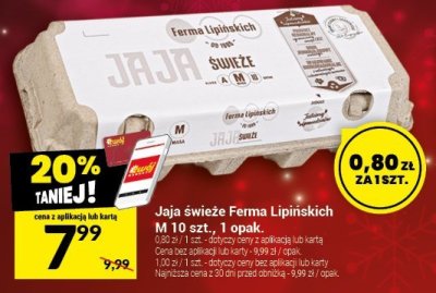 Jaja świeże Ferma Lipińskich M 10 szt., 1 opak. promocja w Twój Market