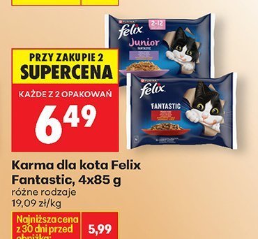 Karma dla kota Felix Fantastic różne rodzaje 4x85g promocja w Biedronka