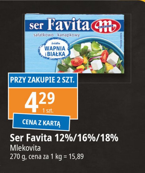 Ser sałatkowo-kanapkowy 16 % Mlekovita favita promocja w Leclerc