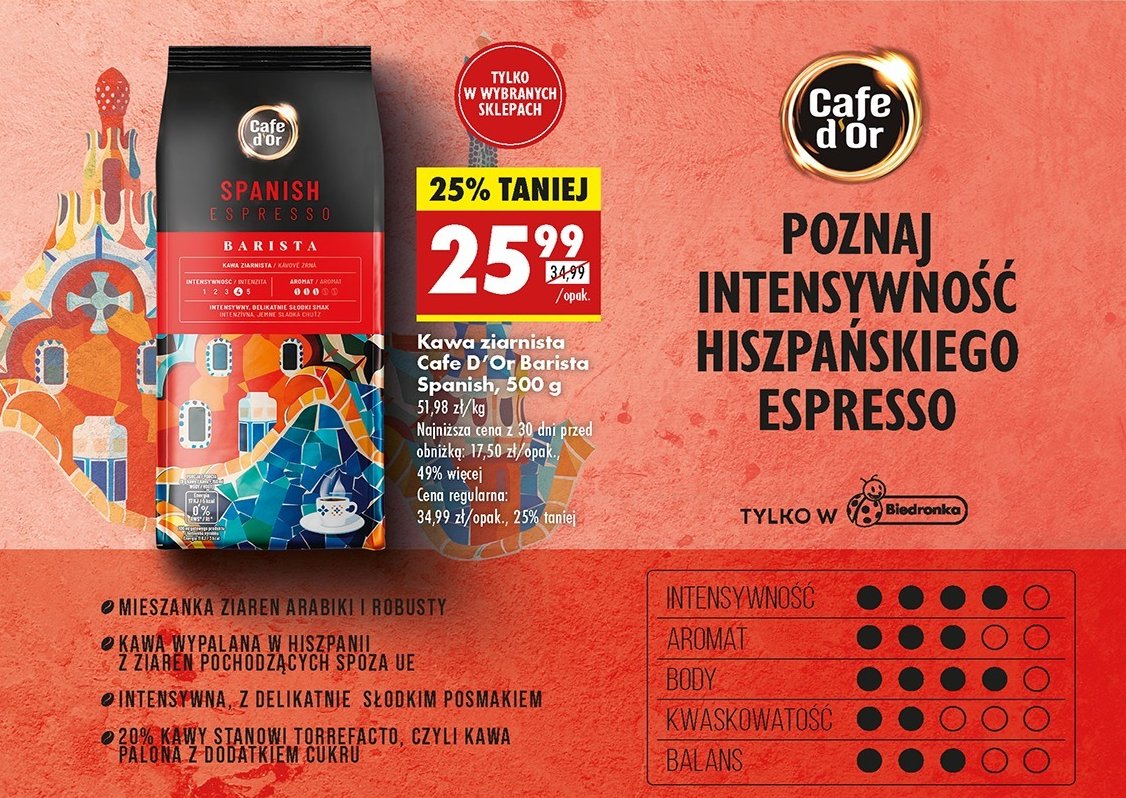 Kawa spanish espresso Cafe d'or barista promocja