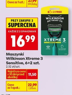 Maszynki Wilkinson Xtreme 3, jednorazowe, 6+2 szt. promocja w Biedronka