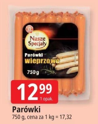 Parówki wieprzowe Nasze Specjały promocja w Leclerc