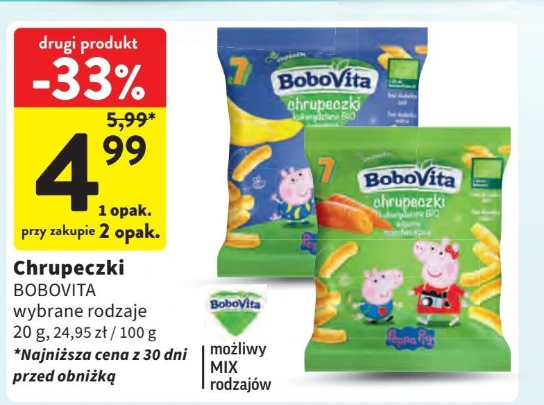 Chrupki kukurydziane delikatnie marchewkowe Bobovita mniam bio promocja