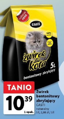Żwirek bentonitowy zbrylający CASTI naturalny promocja w Intermarche