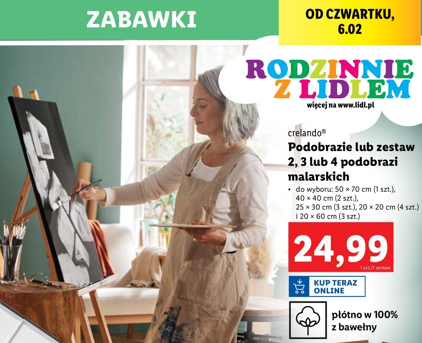 Podobrazie płócienne 40 x 40 cm Crelando promocja