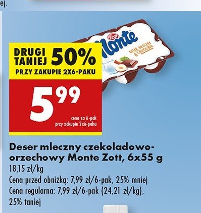 Deser mleczno-czekoladowy z orzechami Zott monte promocja