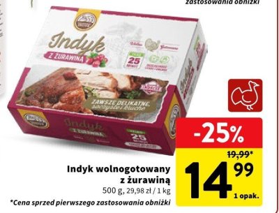 Indyk wolnogotowany z żurawiną promocja w Intermarche