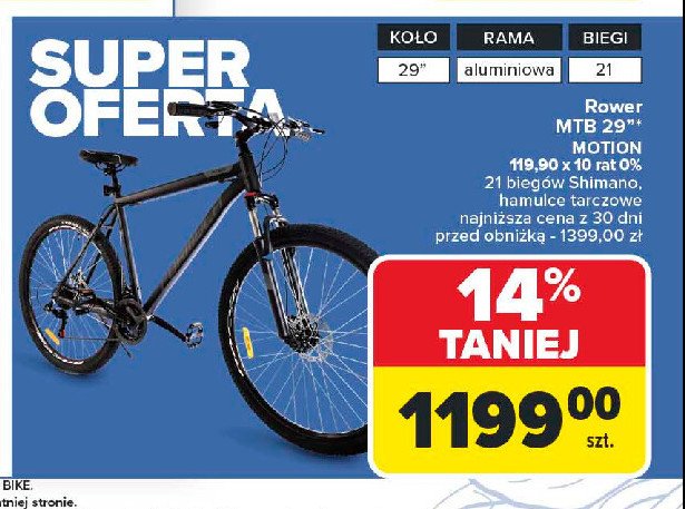 Rower mtb motion 29" promocja w Carrefour