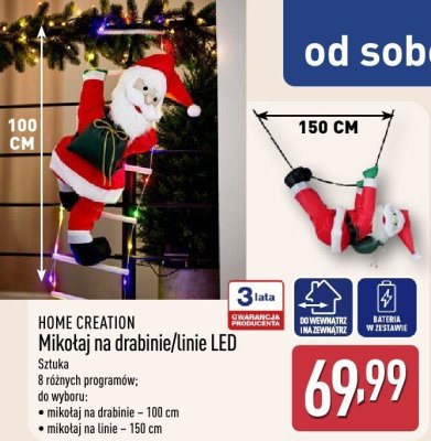 Mikołaj na drabinie / linie LED  promocja w Aldi
