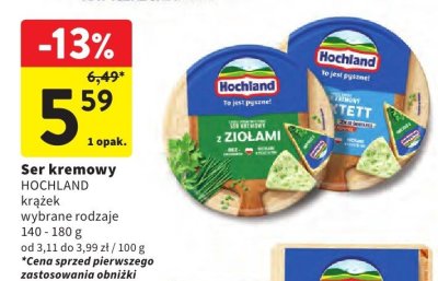 Ser kremowy HOCHLAND krążek wybrane rodzaje promocja w Intermarche